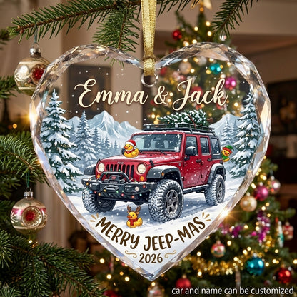 Merry Jeep-Mas Glass Ornament