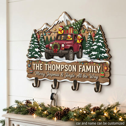 Merry Jeepmas & Jingle All the Way Wood Key Holder