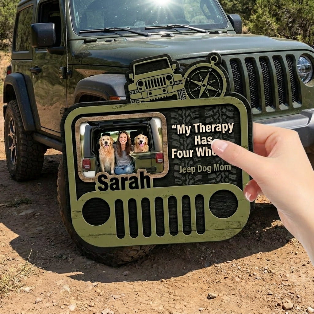 Jeep Dog Mom Personalized Acrylic Car Visor Clip
