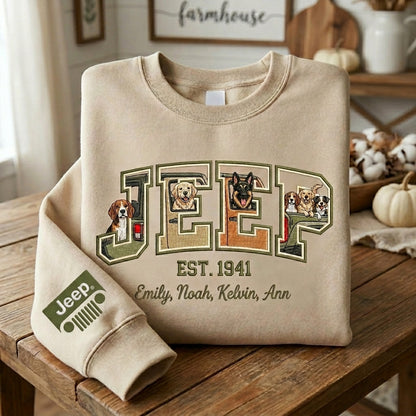 Jeep Dog Embroidered Personalized Sweatshirt