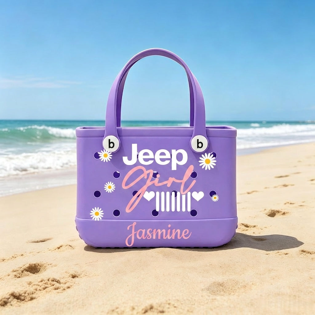 Jeep Girl Personalized Rubber Tote Bag