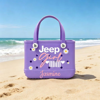 Jeep Girl Personalized Rubber Tote Bag