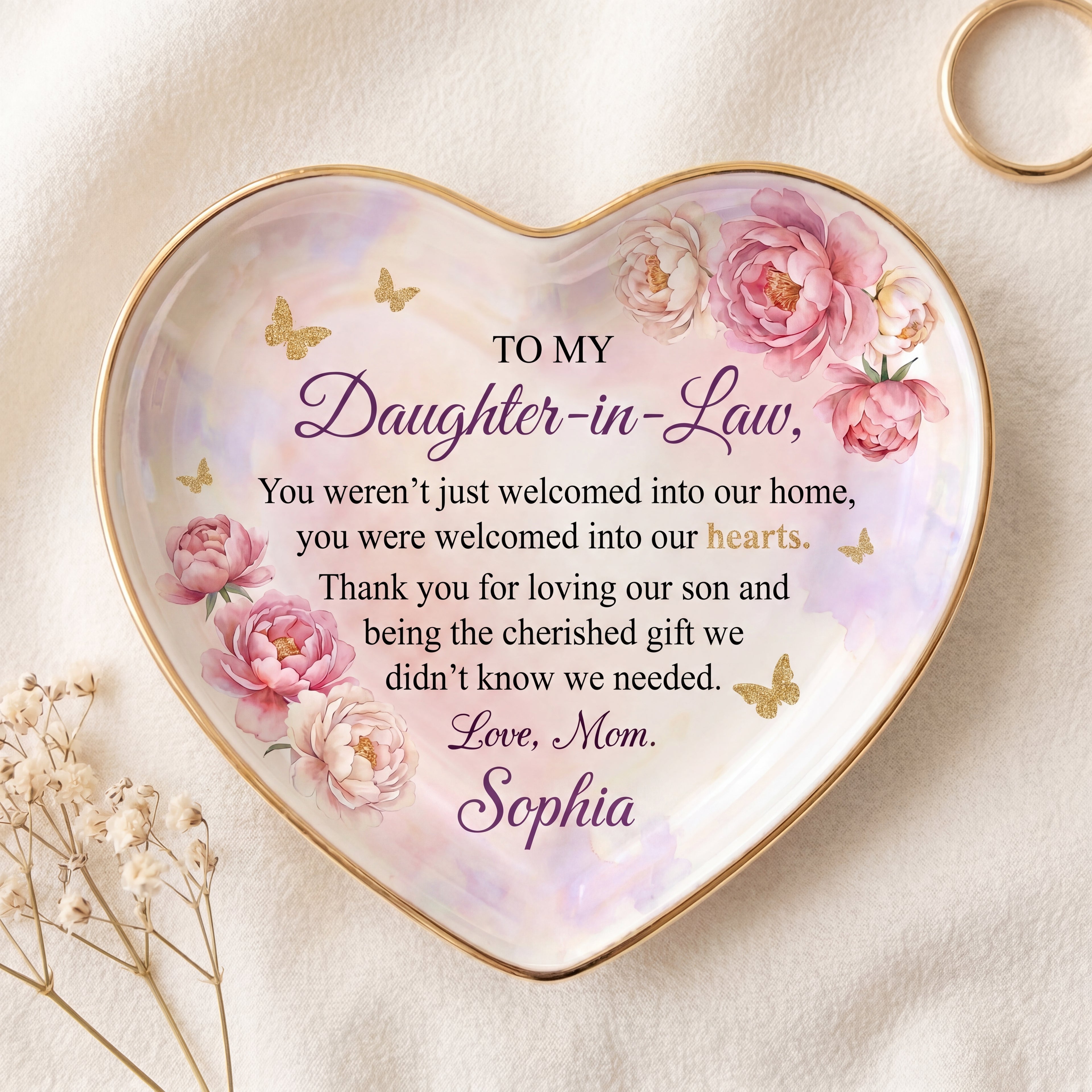 To My Daughter-in-Law Ceramic Ring Dish-Heart