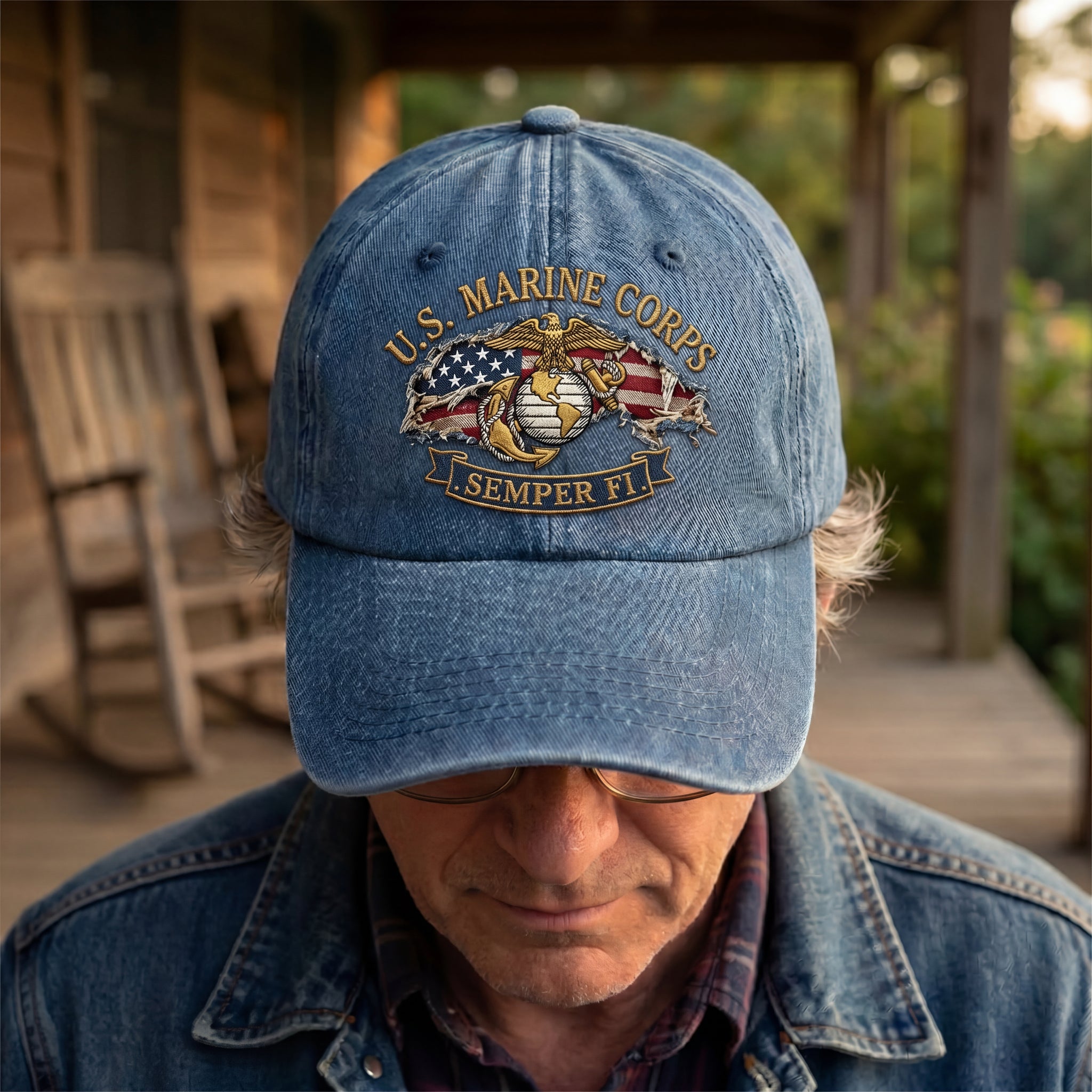 US Marine The Proud Wash Denim Cap