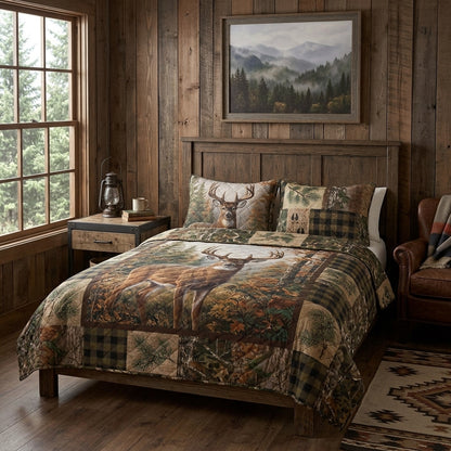 Woodland Deer Cabin Retreat Quilted Bedding Set