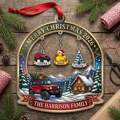 Personalized Jeep Christmas Family Ornament
