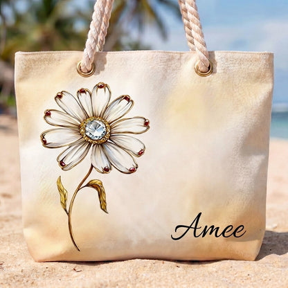 [Free delivery] Birth Month Flower Personalized Beach Bag