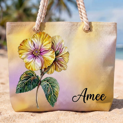 [Free delivery] Birth Month Flower Personalized Beach Bag