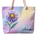 [Free delivery] Birth Month Flower Bible Verse Personalized Beach Bag