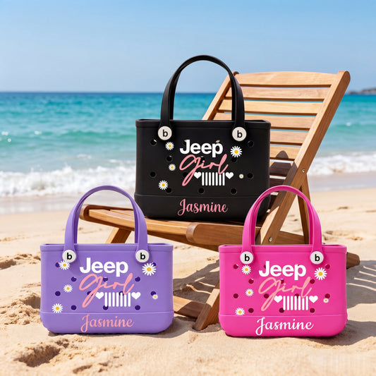 Jeep Girl Personalized Rubber Tote Bag