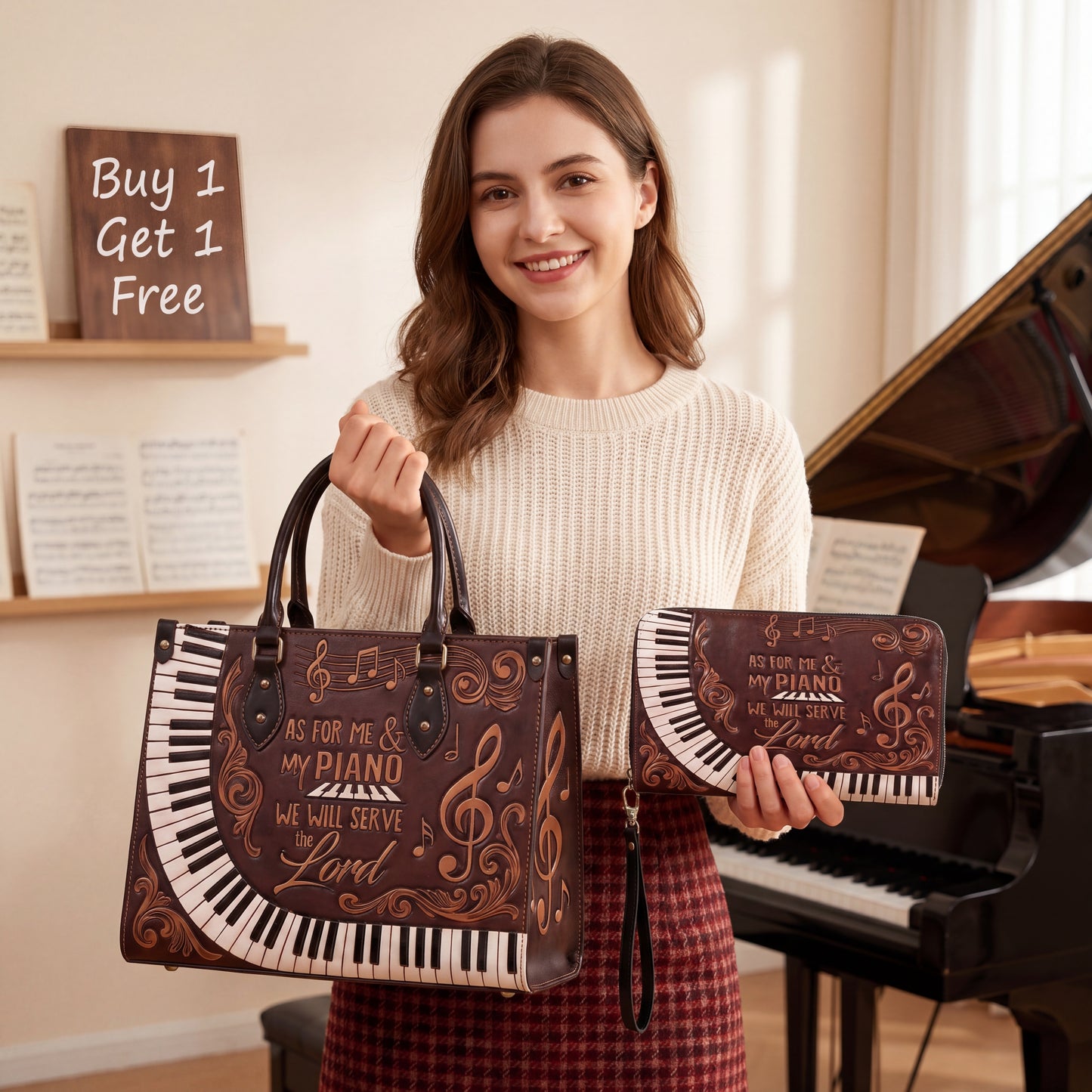 Me & My Piano Leather Bag + Free Wallet
