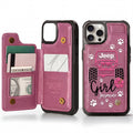 Jeep Girl Paw Personalized Leather Flip Wallet Phone