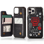 Jeep Girl Paw Personalized Leather Flip Wallet Phone