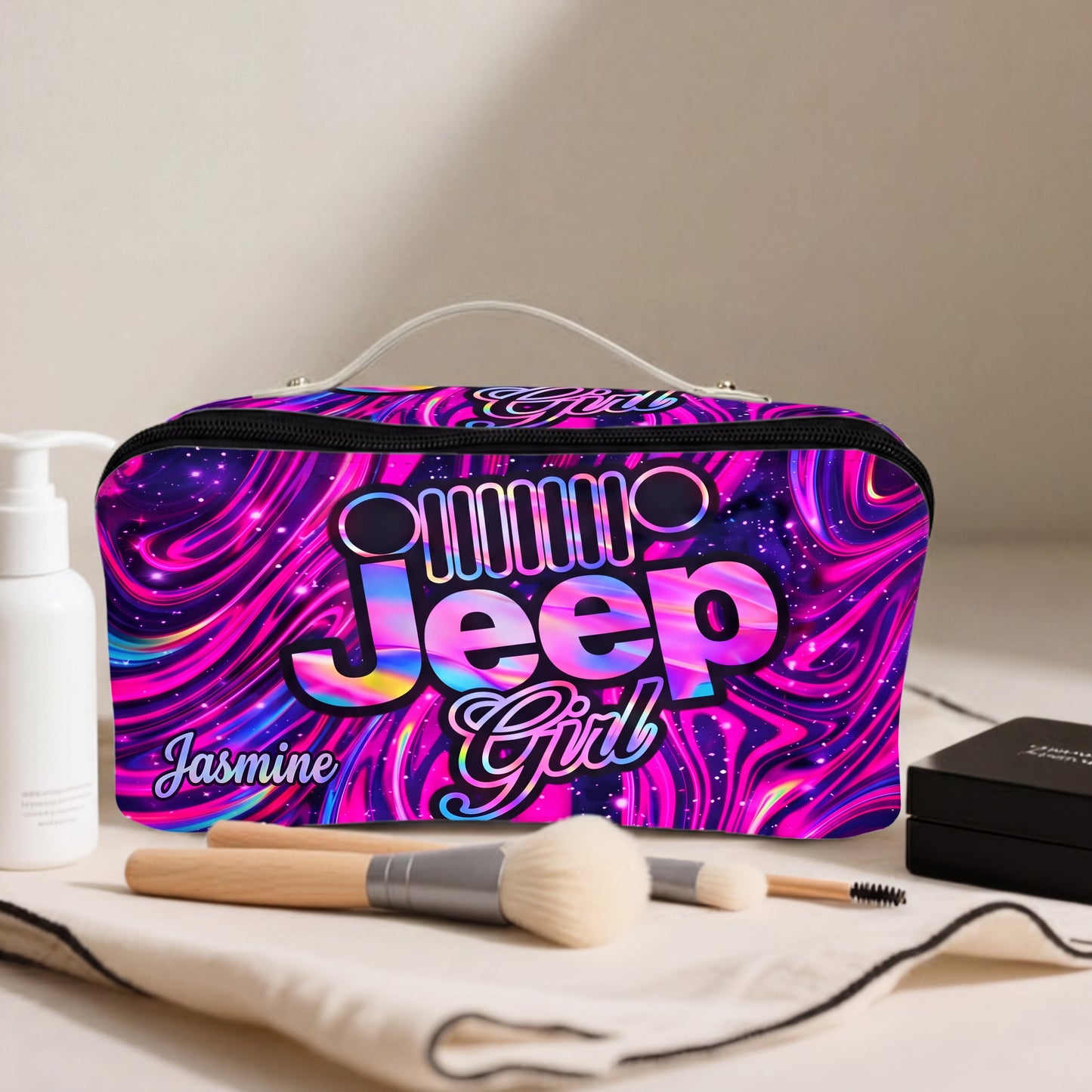 Jeep Girl Personalized Leather Makeup Bag