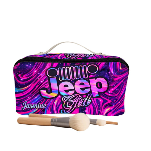 Jeep Girl Personalized Leather Makeup Bag