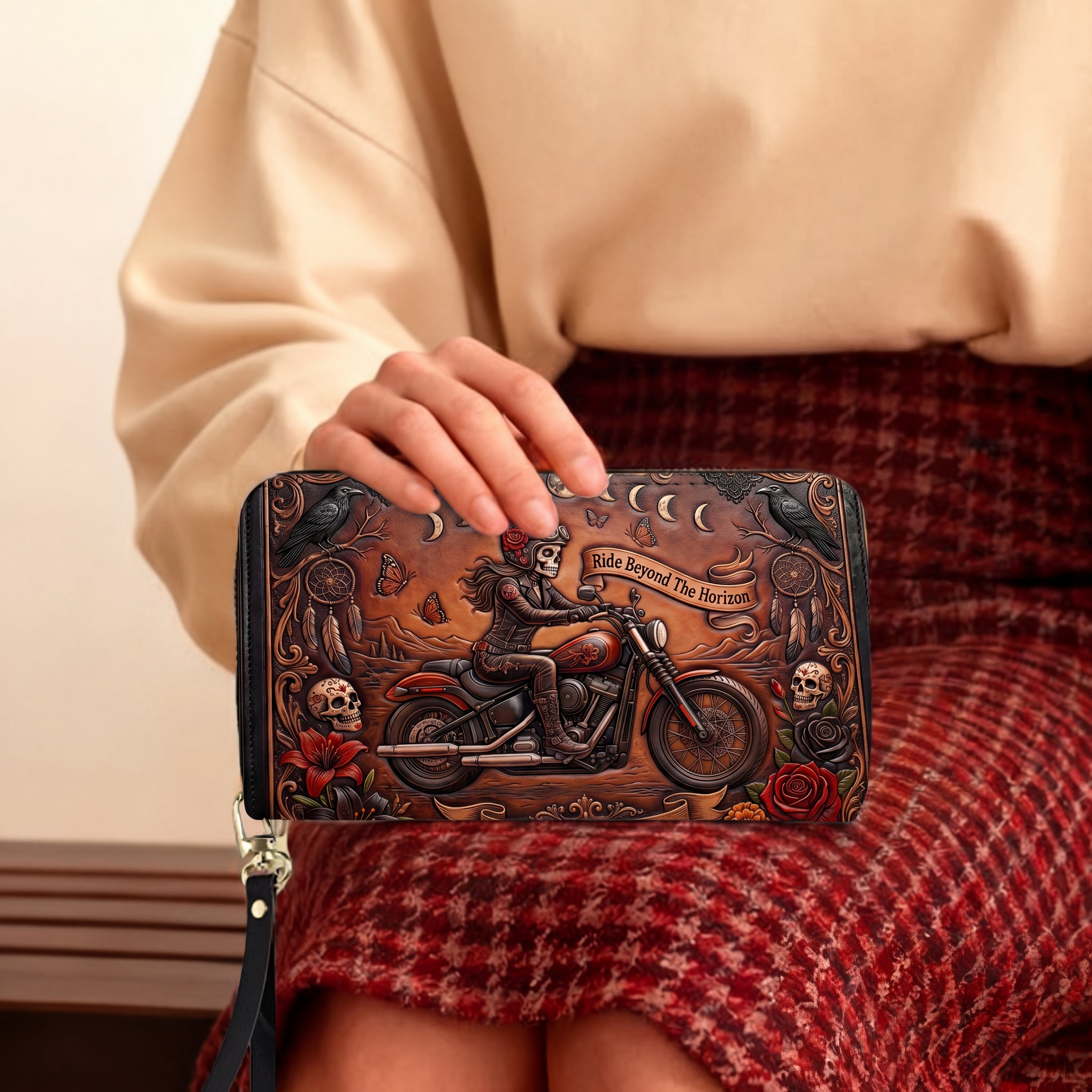 Ride Beyond The Horizon Personalized Leather Bag + Free Wallet