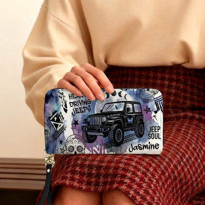 Wild Hearts Driving Jeep Personalized Leather Bag + Free Wallet