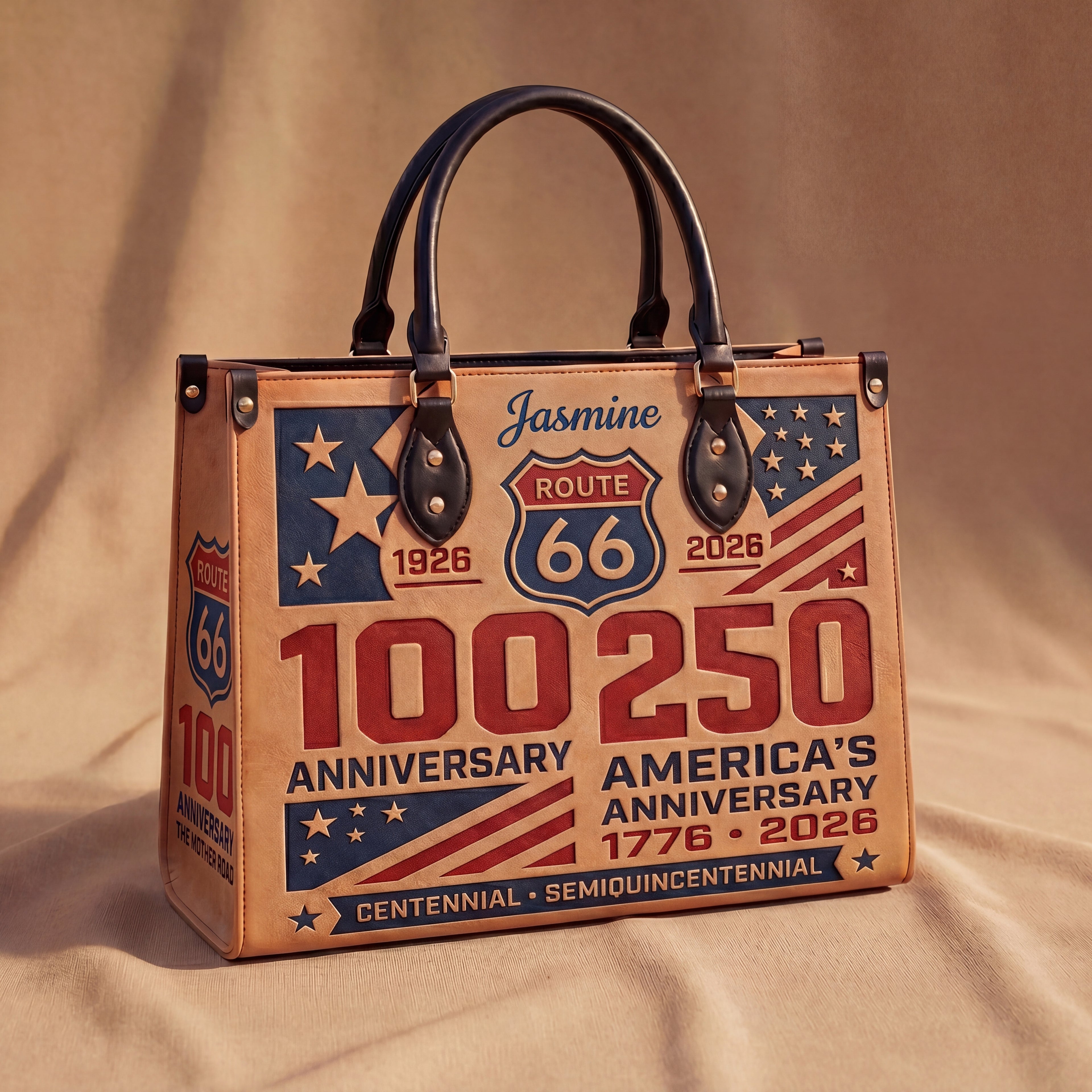 100 Years Anniversary Of Route 66 Personalized Leather Bag