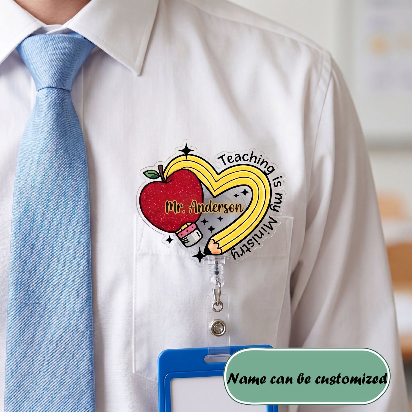 Teaching Is My Ministry Aliigator Clip Acrylic Badge Reel