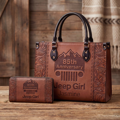 [Free delivery]  85th Anniversary Jeep Girl Personalized Leather Bag + Free Leather Wallet