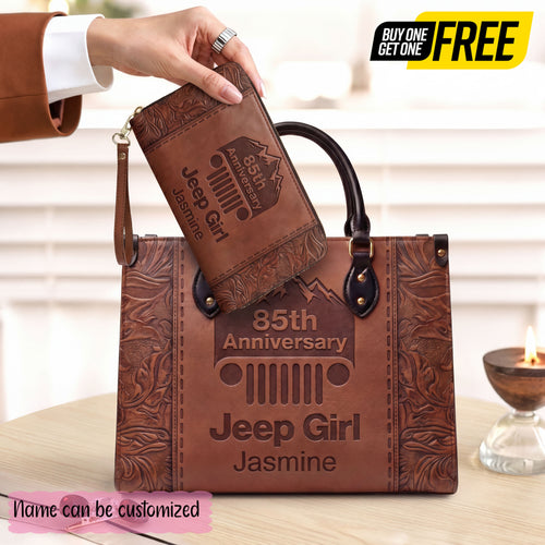 85th Anniversary Jeep Girl Personalized Leather Bag + Free Leather Wallet