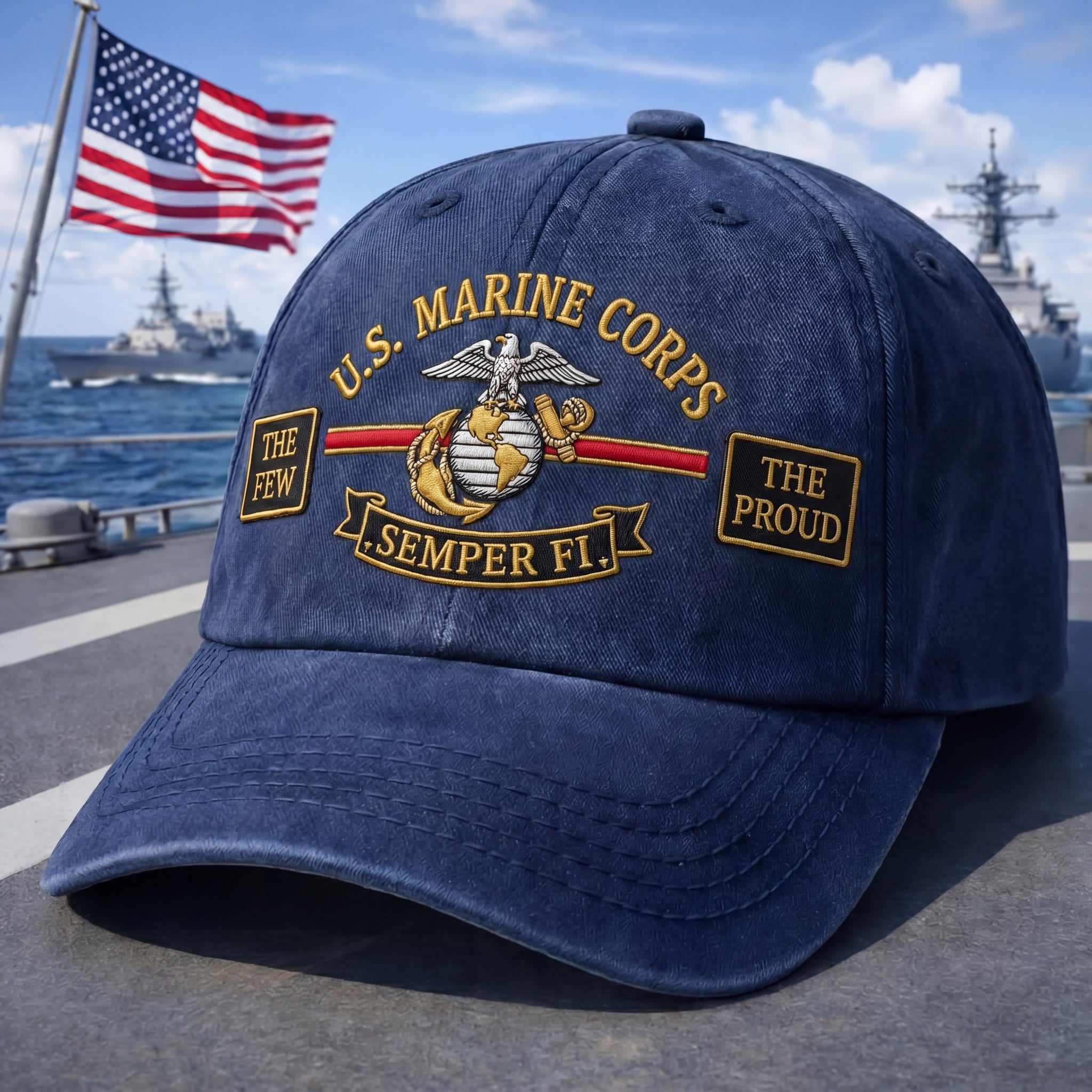 US Marine The Proud Wash Denim Cap