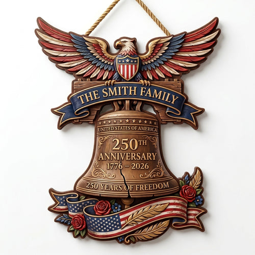 United States 250th Anniversary Bell Personalized Custom Door Sign