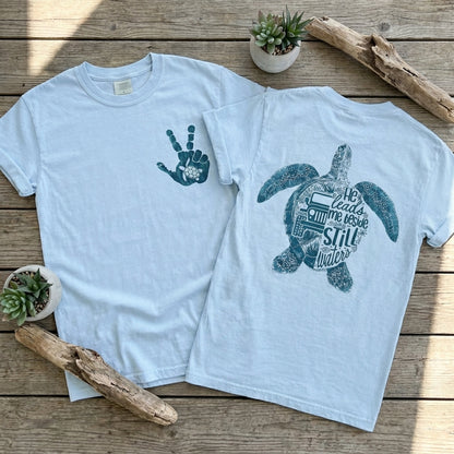 He Leads Me Beside Still Waters Turtle T-Shirt