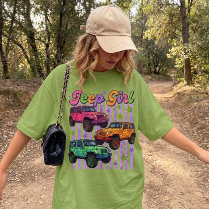 Colorful Jeep Girl Personalized T-Shirt
