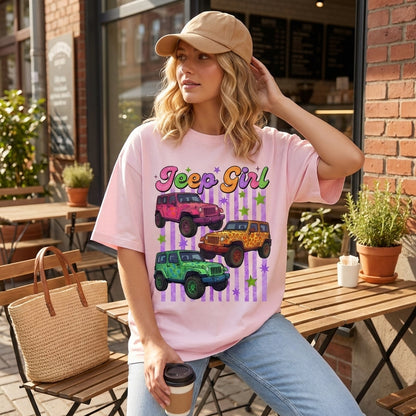 Colorful Jeep Girl Personalized T-Shirt