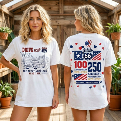 Route 66 Drive Retro Car T-Shirt