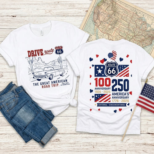 Route 66 Drive Retro Car T-Shirt