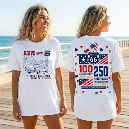 Route 66 Drive Retro Car T-Shirt