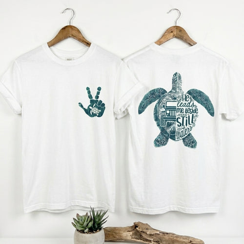 He Leads Me Beside Still Waters Turtle T-Shirt