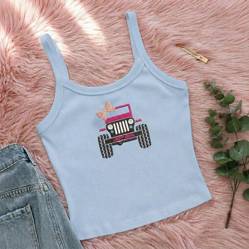 [Free delivery] Jeep Girl Collection Embroidered Spaghetti Strap Tank Top