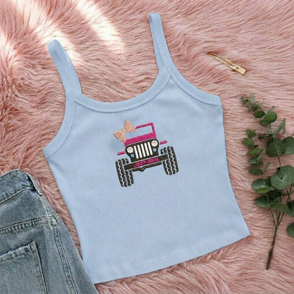 [Free delivery] Jeep Girl Collection Embroidered Spaghetti Strap Tank Top