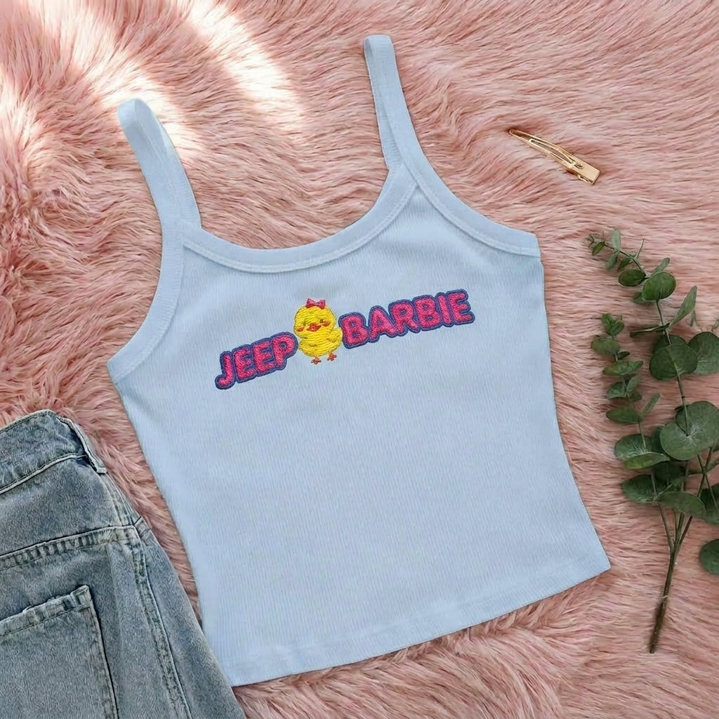 [Free delivery] Jeep Girl Collection Embroidered Spaghetti Strap Tank Top