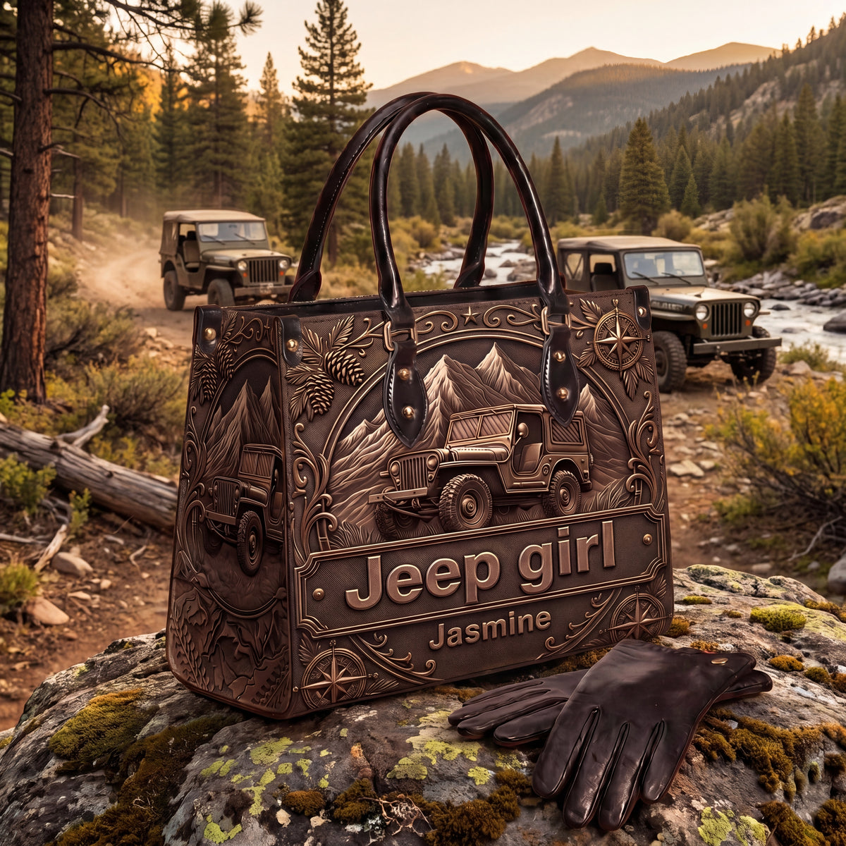 Jeep Girl Personalized Leather Bag