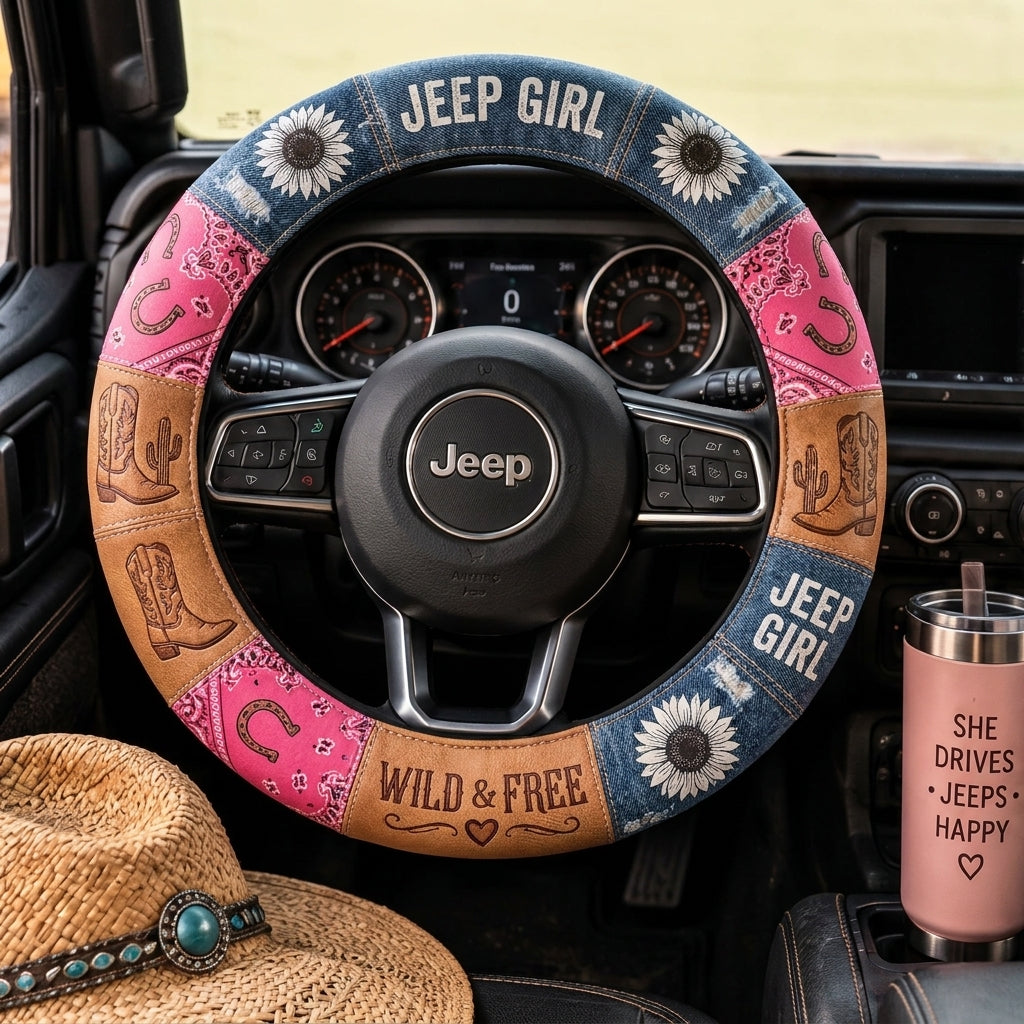 Jeep Girl Steering Wheel Cover