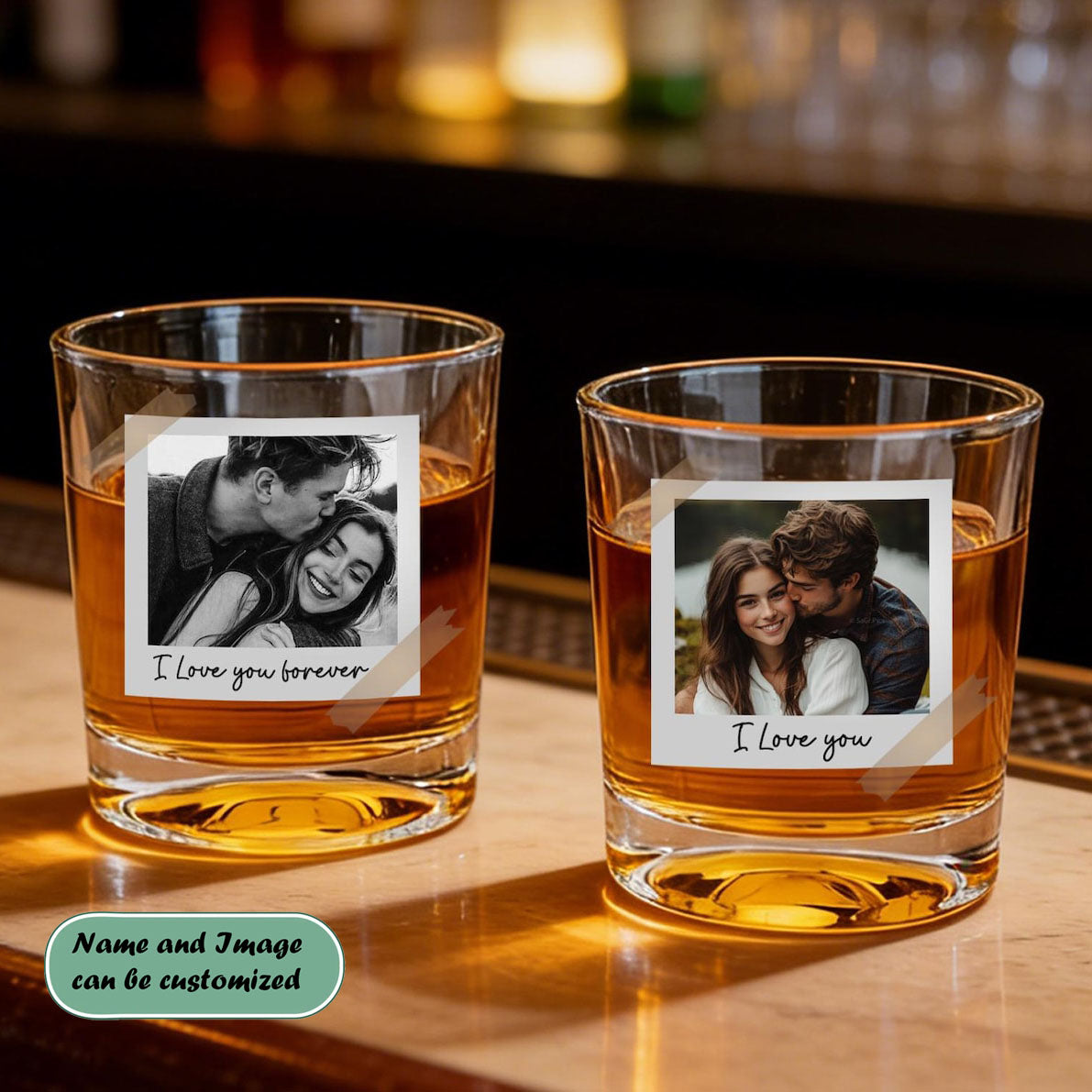 Custom Photo Personalized Whiskey Glass for Dad