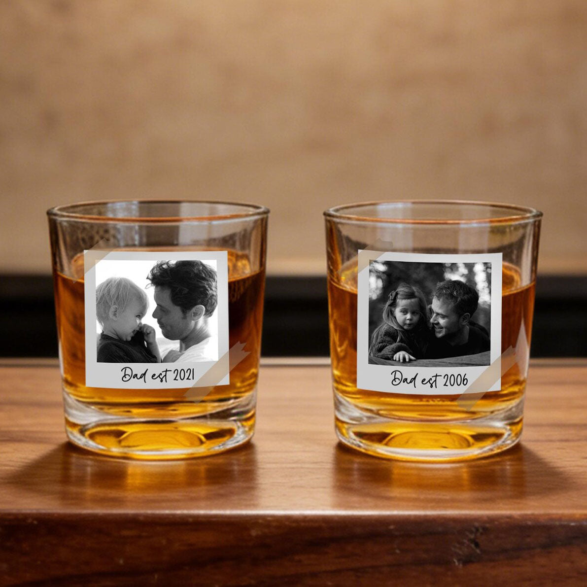 Custom Photo Personalized Whiskey Glass for Dad