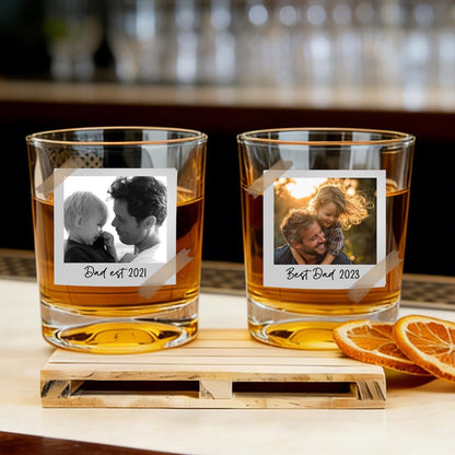 Custom Photo Personalized Whiskey Glass for Dad