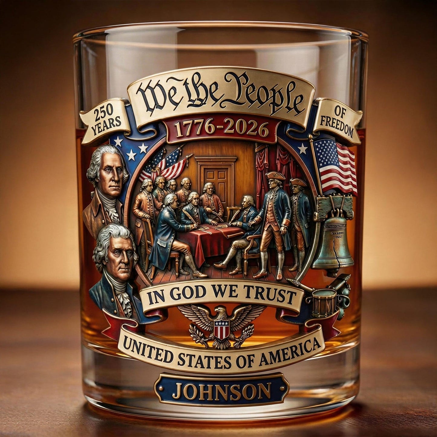 250th Anniversary America Personalized 11OZ Round Whiskey Glass