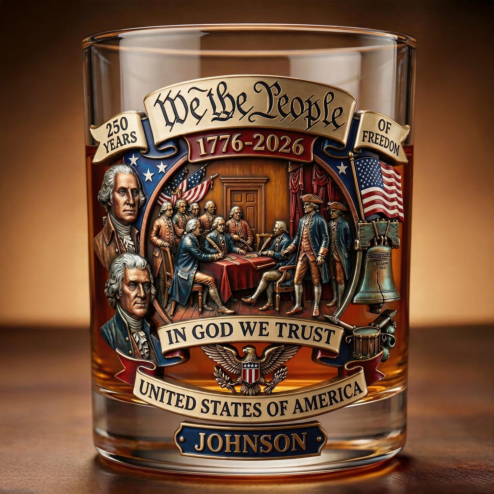 250th Anniversary America Personalized 11OZ Round Whiskey Glass
