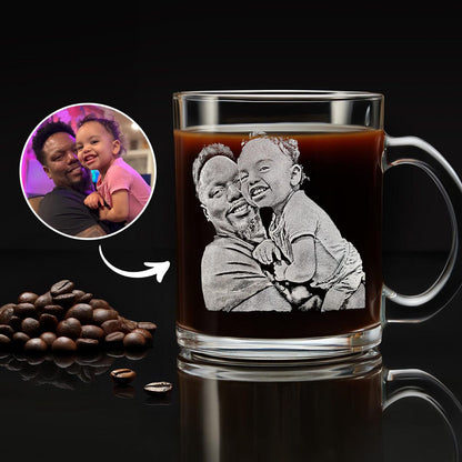 Engraved Whiskey Glass with Custom Photo & Handwriting 11OZ Round Whiskey Glass-Print Side and Bottom