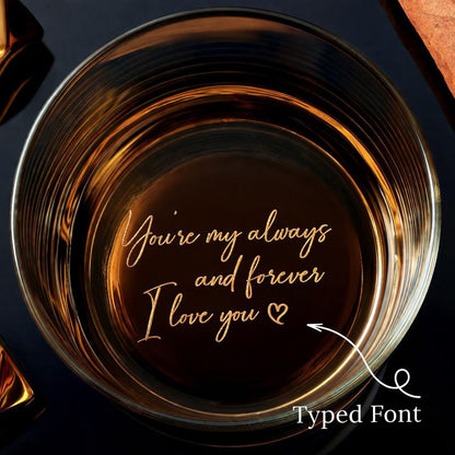 Engraved Whiskey Glass with Custom Photo & Handwriting 11OZ Round Whiskey Glass-Print Side and Bottom