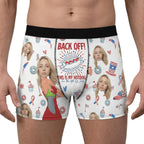 Back Off This Is My Hot Dog Personalized Face Boxer Briefs