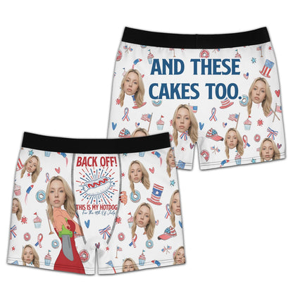 Back Off This Is My Hot Dog Personalized Face Boxer Briefs