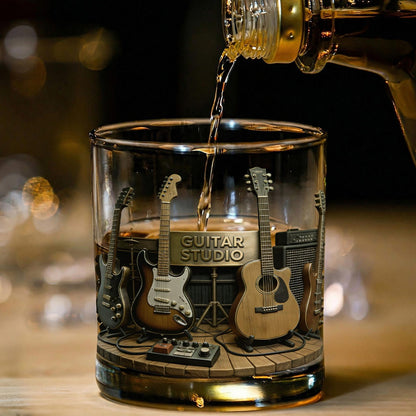 Guitar Personalized 11OZ Round Whiskey Glass