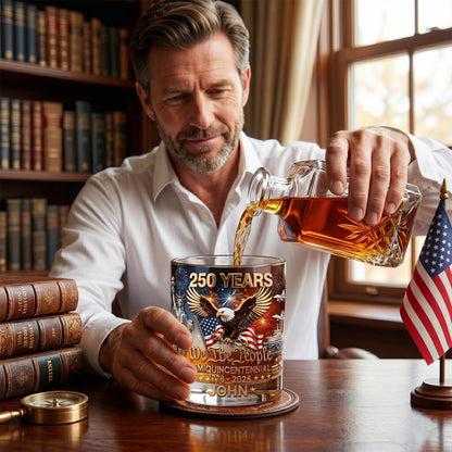 United States 250th Anniversary Personalized 11OZ Round Whiskey Glass